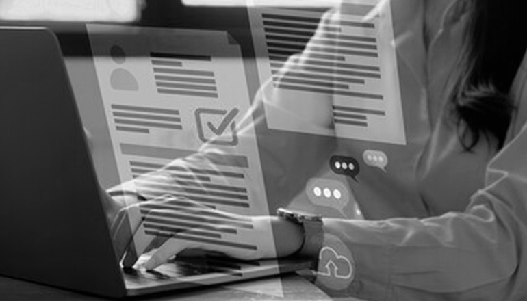 Healthcare worker using computer